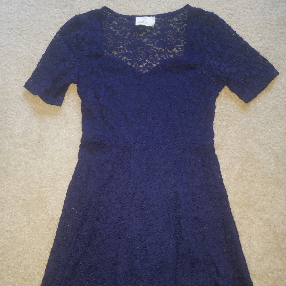 Pins and Needles navy lace peekaboo back dress